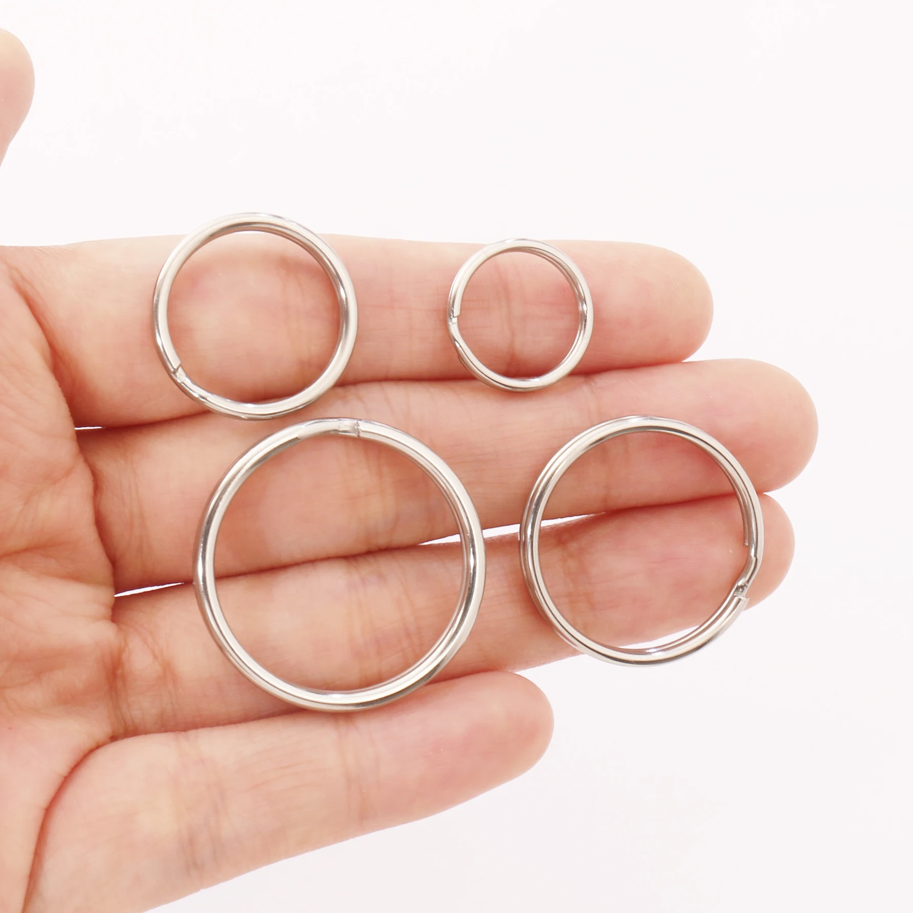 30pcs Stainless Steel Round Blank Keyring Split Ring For DIY Keychain Pendant Car Keys Bag Hanging Jewelry Making Accessories
