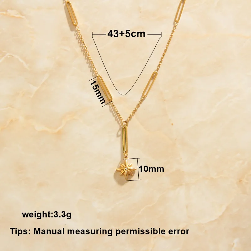 SOMMAR 2022 summer Birthday Gift Gold Plated Female Friend pendant six-pointed star multi-layer necklaces luxury