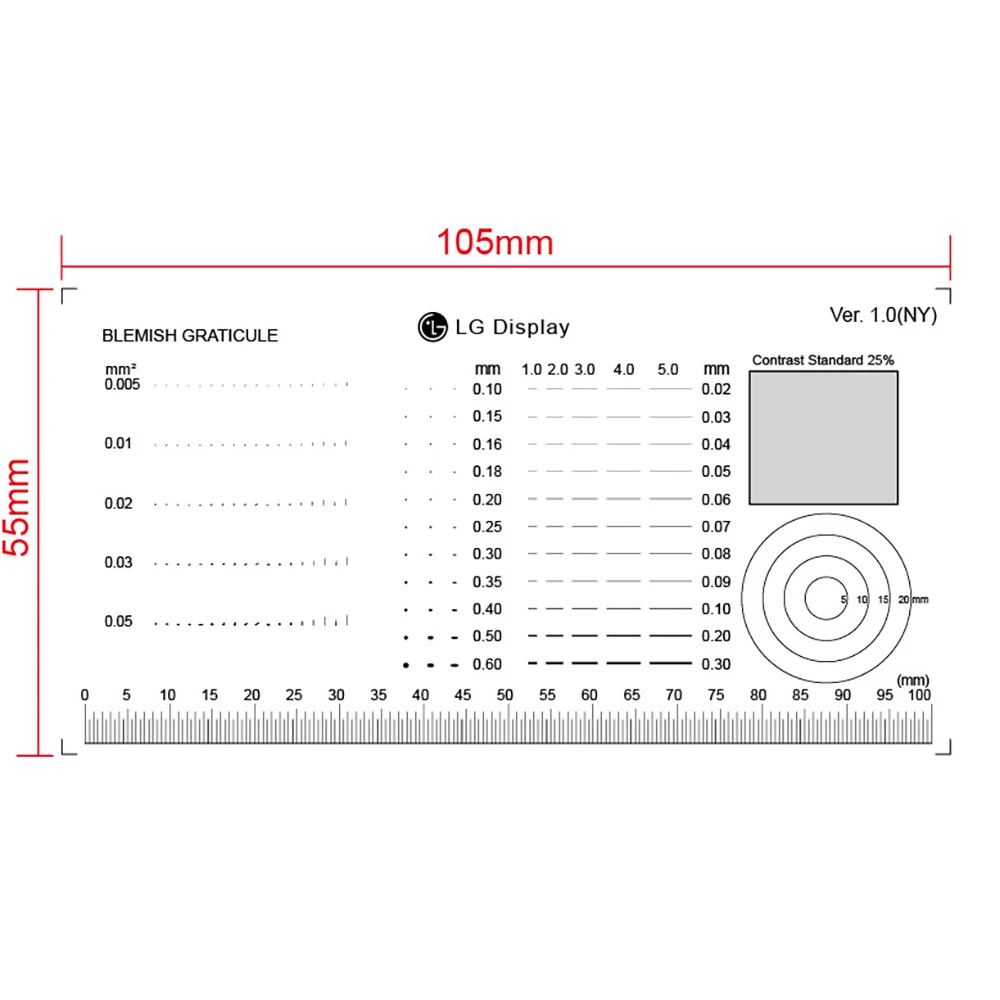 Règle souple de mesure du diamètre des particules, outil de mesure de la largeur de la ligne de glissière de calibrage du micromètre de Microscope