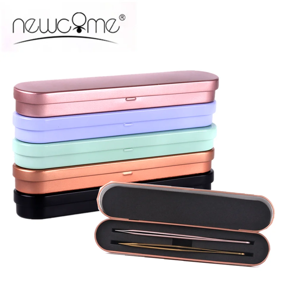 NEWCOME Portable Eyelash Tweezer Storage Box Lash Tweezers Case Makeup Bag Protective Brushes Pencil Eyeliner Case Organizer