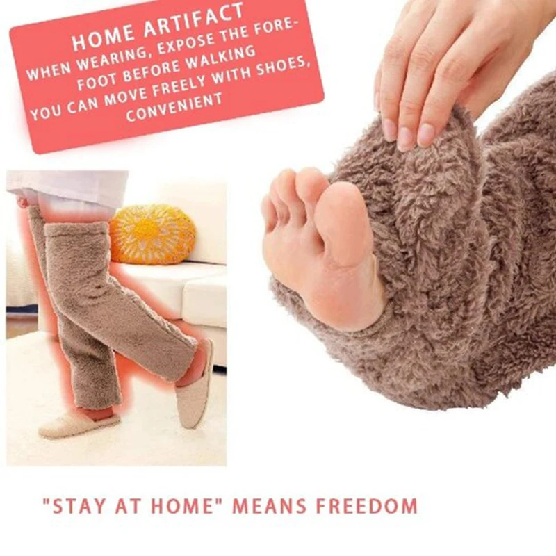 

Нечеткие длинные носки выше колена, плюшевые тапочки, чулки, гетры, зимние домашние уличные удобные женские мягкие длинные носки из полиэстера