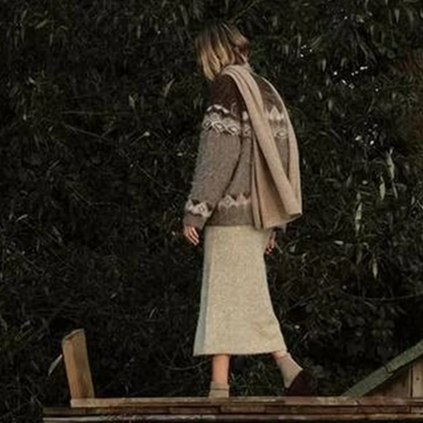 Women's Knitted Long Midi Skirt Color Fading Effect Autumn New Sle Z Stand Fit Straight Cut Daily Wear Ladies Skirt