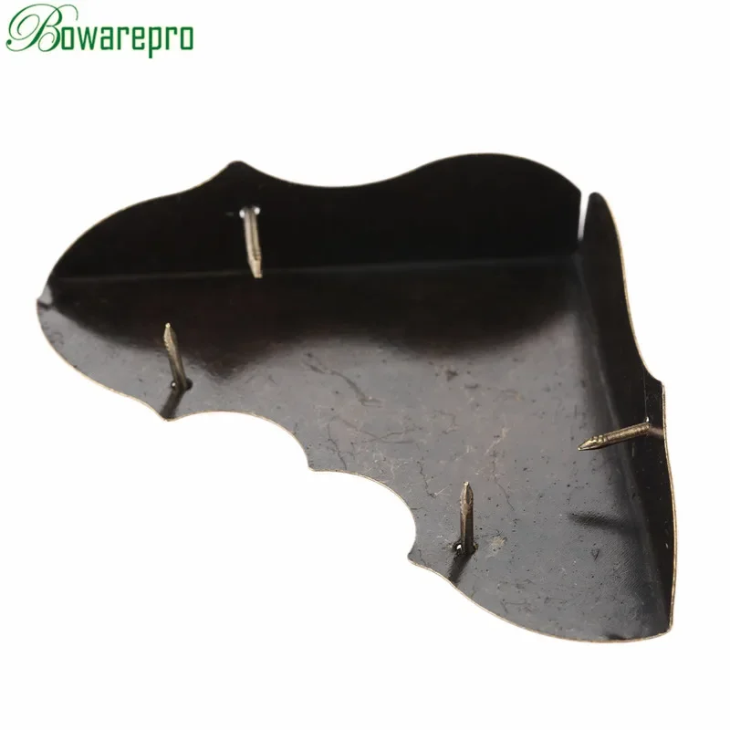 bowarepro 4Pcs Fittings Antique Corner Bracket Jewelry Wooden Box Feet Leg Corner Decorative Protector Furniture Hardware+Nails