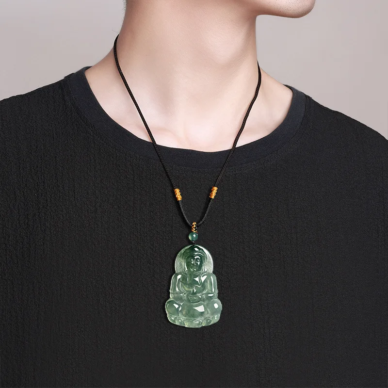 Natural Myanmar A-Grade Jadeite Green Pendant High-End Unisex Pure Ice Seedless Oil Jewelry Wholesale Drop Shipping