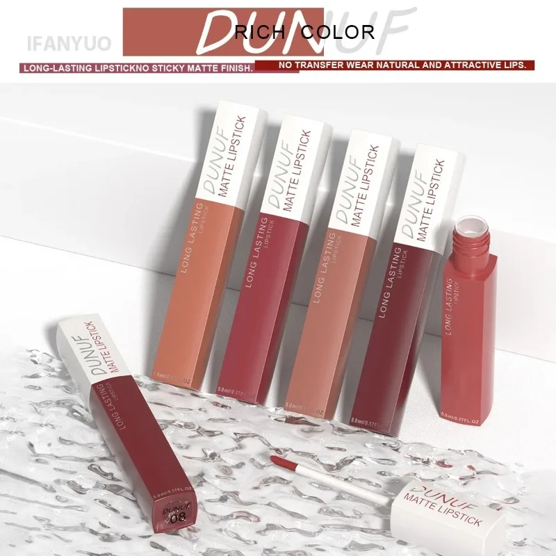 Matte Lipstick Non Stick Cup Red Nude Waterproof Long Lasting Liquid Lip Gloss Velvet Finish Resistant To Fading Lip Tint Makeup - view 3