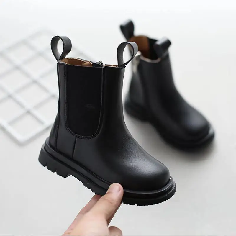 Autumn Winter Toddler Girl Boots New Chelsea Boots for Children Winter Leather School Shoes Girls Snow Kids Motorcycle Hige Boot