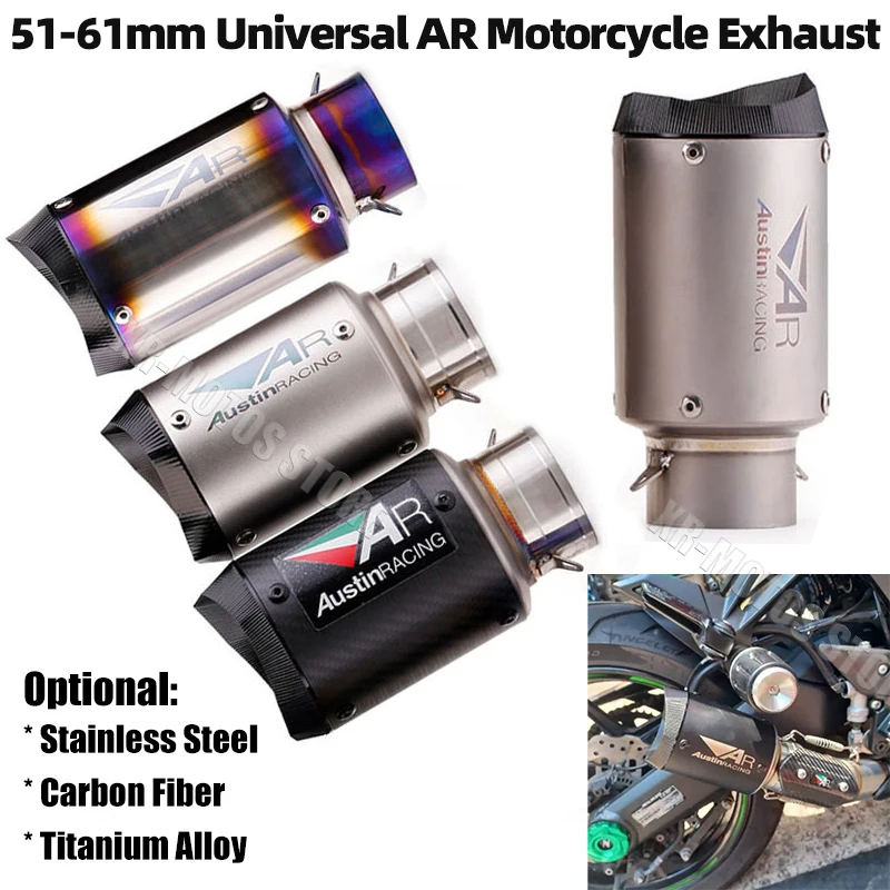 

51-60mm Universal AR Carbon Fiber Motorcycle Exhaust Muffler Pipe Titanium Alloy Motorcycle Racing Exhaust Pipe Accessories