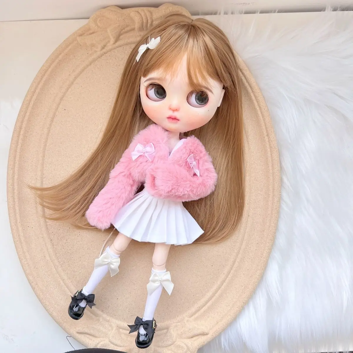 Blythe Doll Dress Set OB22 OB24 AZONE Plush Jacket Winter Set Blythe doll clothes Handmade 28-30cm Doll Accessories Cute Doll