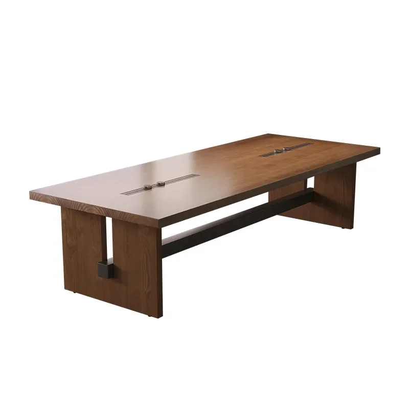 for Tianzong Nordic Solid Wood Conference Table Long Large Board Desk Lengthened Widened Reading Table Library Log Desk