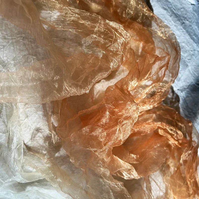 Amber glass organza irregular pleated laser gradient fabric pleated clothing designer fabric