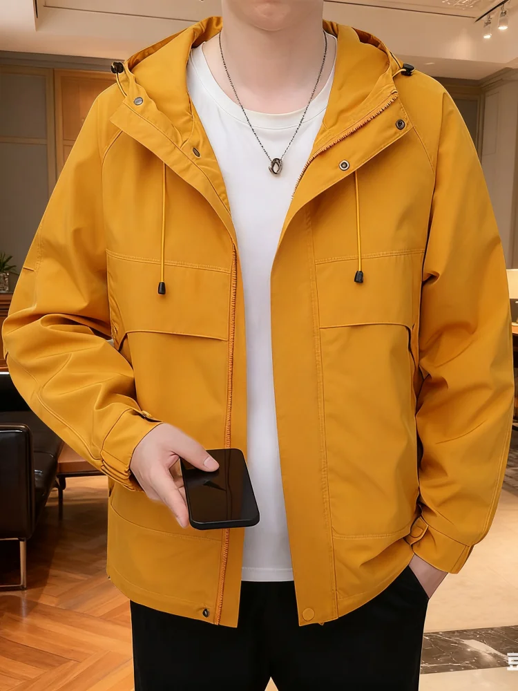 Men's Hooded Utility Jacket - Heavyweight Casual Coat with Modern Fit for Transitional Seasons