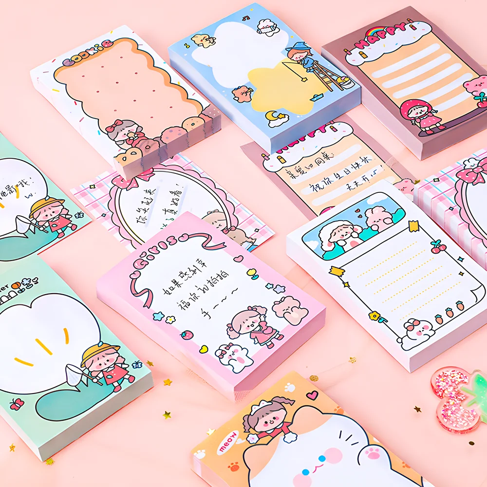 

Self-adhesive Cute Kawaii Cat Girls Sticky Notes Memo Pad Post Notepad Stationery Shopping Check List To Do Daily Planner Agenda