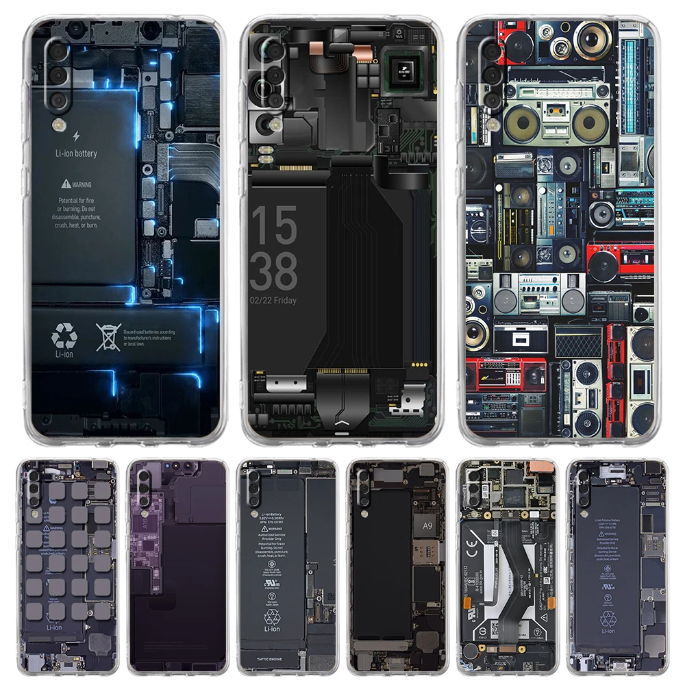 

Inside Circuit Board Transparent Phone Case for Samsung Galaxy A12 A50 A52 A70 A40 A10 A20 A30 A02 A03S A04 Cover Silicone Shell