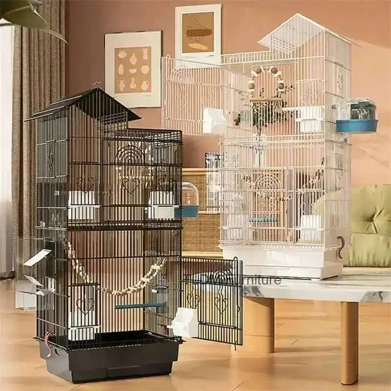 

Cage Special Cage Black Budgie Parrot Bird Phoenix Peony Bird Breeding Cages Large Home Metal Luxury Viewing Villa Bird House L