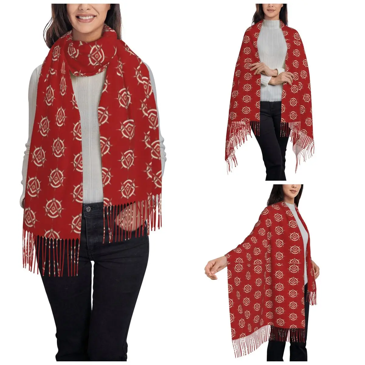 Square And Compass Mason Scarf for Womens Winter Warm Pashmina Shawl Wrap Long Shawl Scarf for Daily Wear