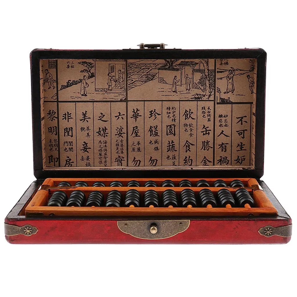 11 Row Chinese Abacus, Calculator, Calculation Board with Box, Size