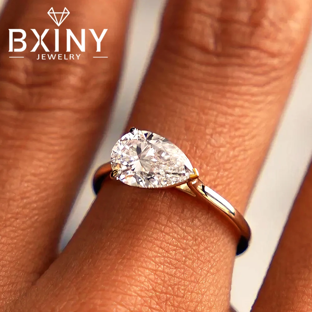 

Кольца BXINY East-West с муассанитом 1 карат в форме груши, серебро S925, для женщин, солитер, в форме капли, обручальные кольца, подарки, изысканные ювелирные изделия