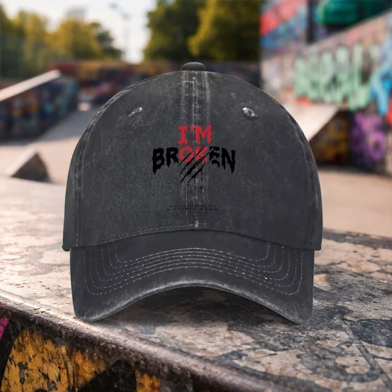 I'M BROKEN Washed Duckbill Baseball Cap – Adjustable Unisex Lightweight Cotton Cap for Men & Women, Machine Washable