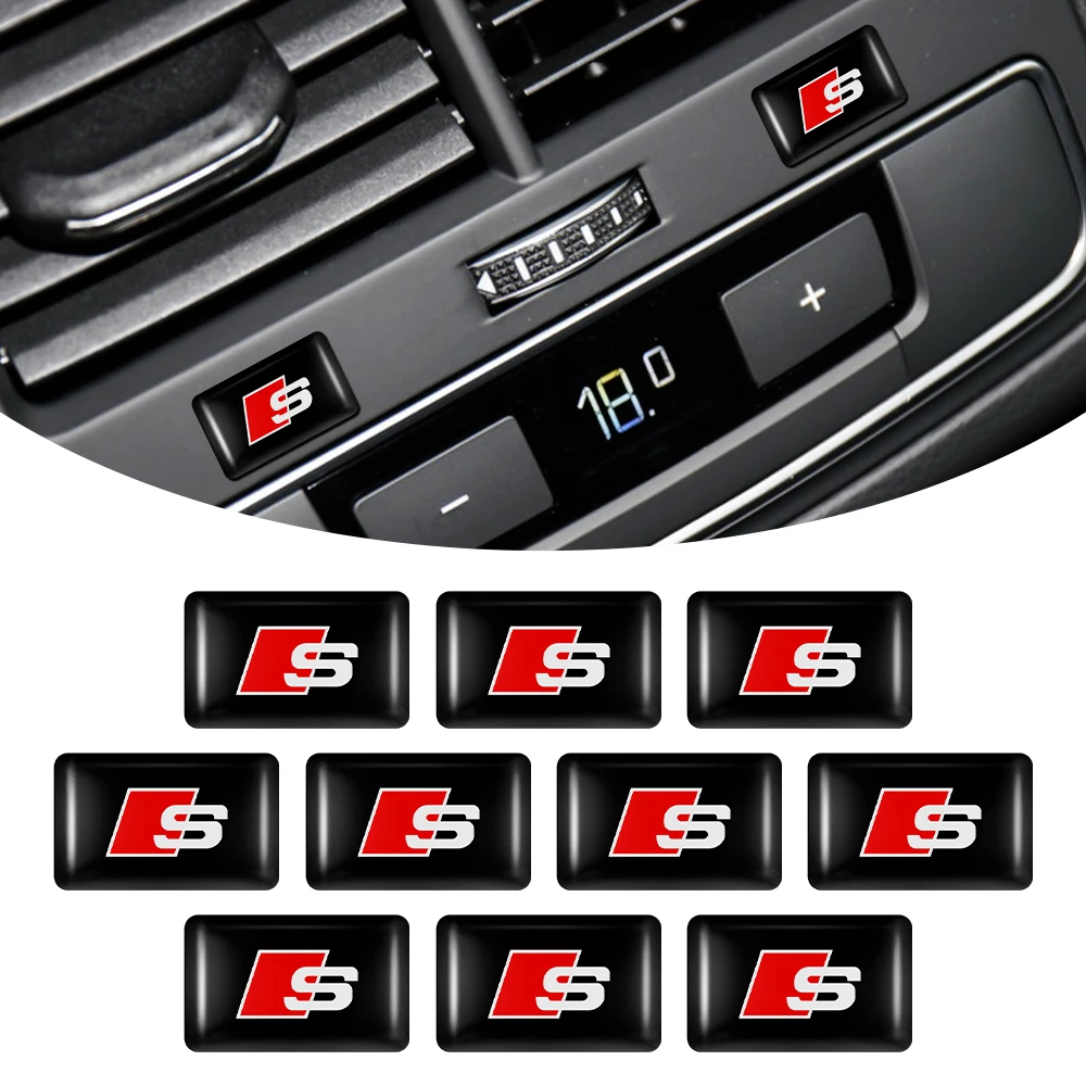 Auto-Lenkrad Kleiner Aufkleber 3D Auto-Innenraum-Dekor Ventilkappe für Audi R S RS5 A5 A6 A7 A8 B5 B6 B7 C5 C6 RS6 Q2 S5 Q5 Q7 TT