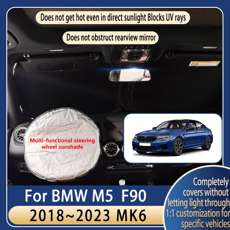 

Steering wheel Car Sun Visor For BMW M5 F90 2018~2023 22 Summer Cooling Auto Accessories Front Windshield Sunshade Heat Insulati