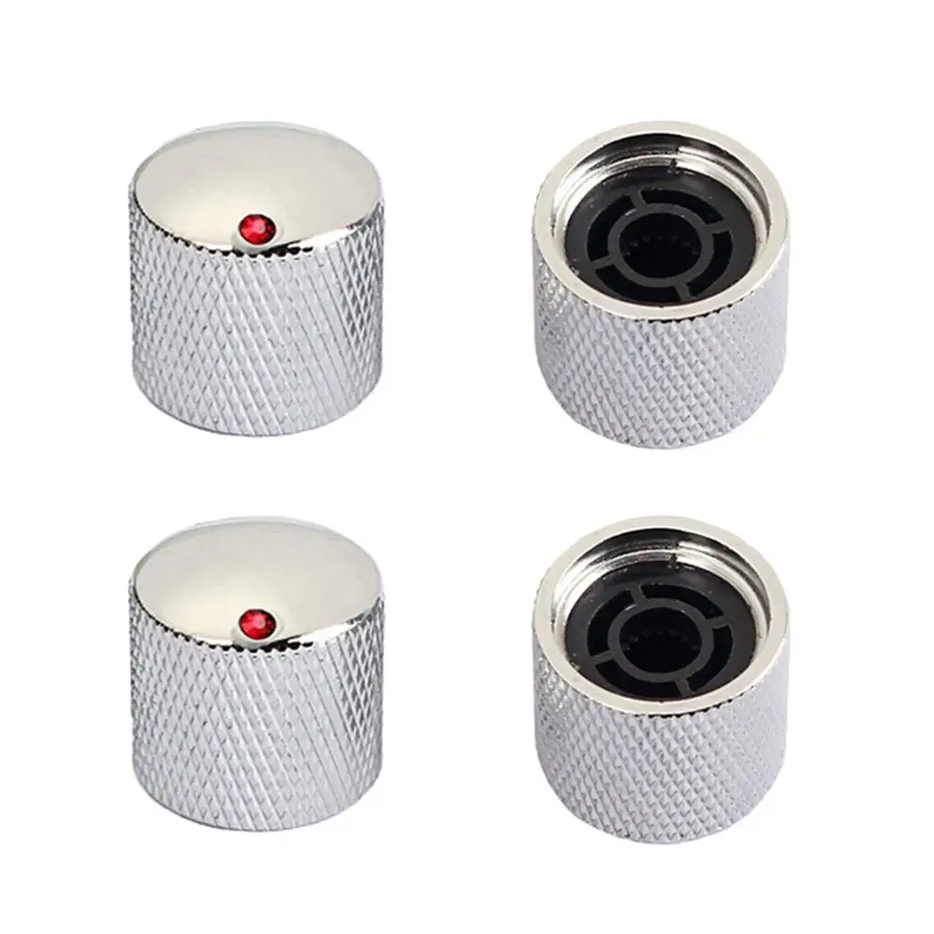 Iron Guitar Tuning Knob Set Red Opal Inlay Volume Tone Knobs Control Button for Electric Guitar Ukulele Bass Replacement