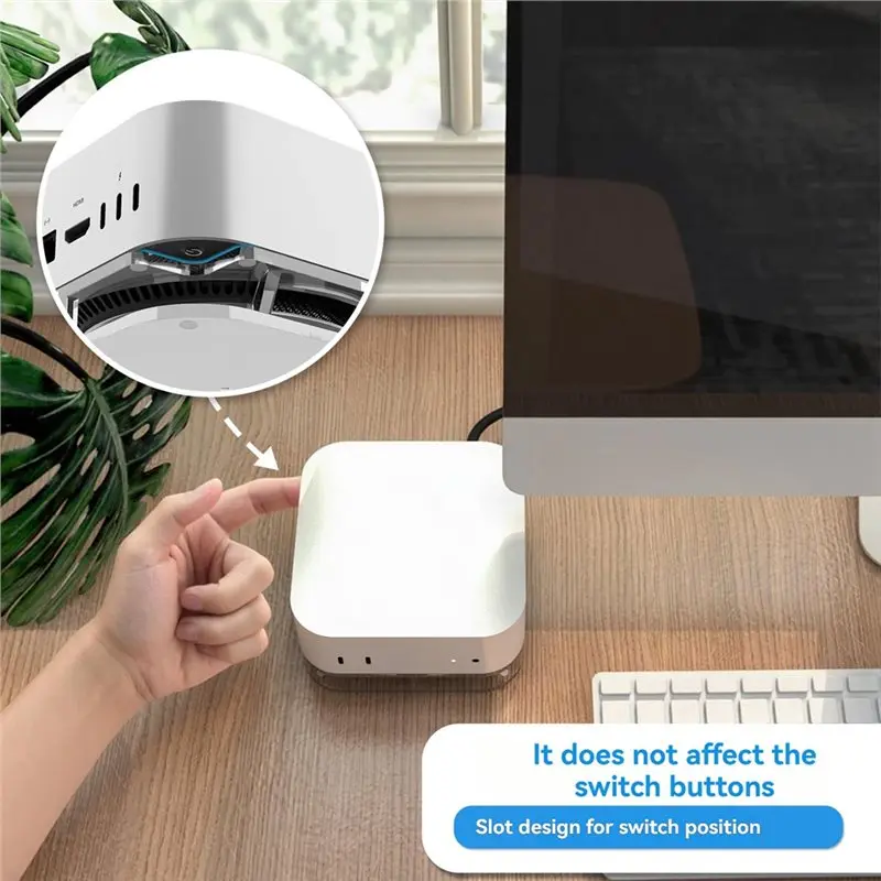 AEE7-Desktop Stand For Mac Mini M4/M4 Pro 2024, Acrylic Desktop Mount Holder Enhanced Airflow & Dustproof Ventilation