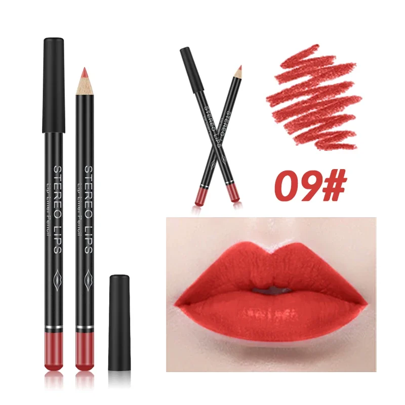 12 Color Sexy Matte Lipstick Pencil Waterproof Lasting Lip Liner Pen Non-stick Cup Lip Liner Contour Pencil Set Beauty Cosmetic