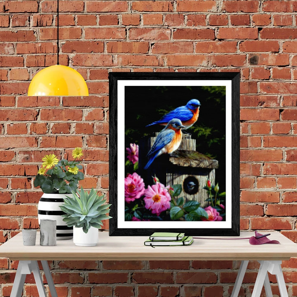 3D Diamond Painting Garden Bluebird  Picture Diy Decorative  Paintings Cross Stitch Kit Stitch Home Decor