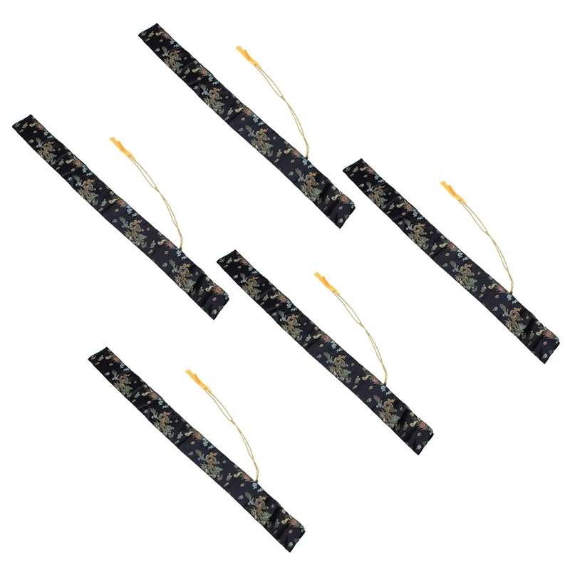 

X18A-5Pcs 135Cm Dragon And Phoenix Katana Samurai Sword Bag Tissu Black