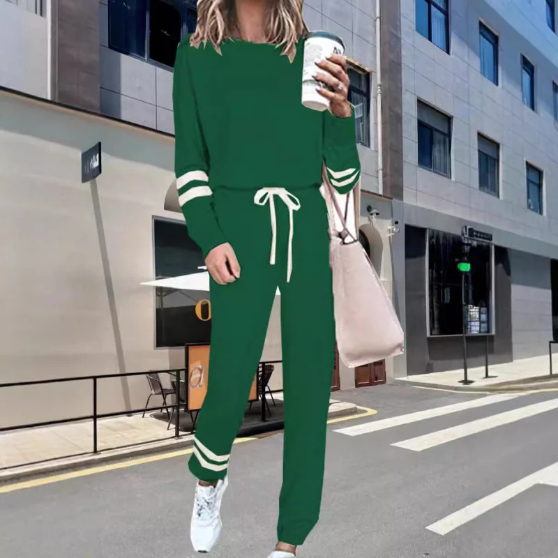 

Женский комплект для отдыха с регулируемым шнурком — топ и брюки с длинными рукавами, удобный дорожный наряд, повседневный крой