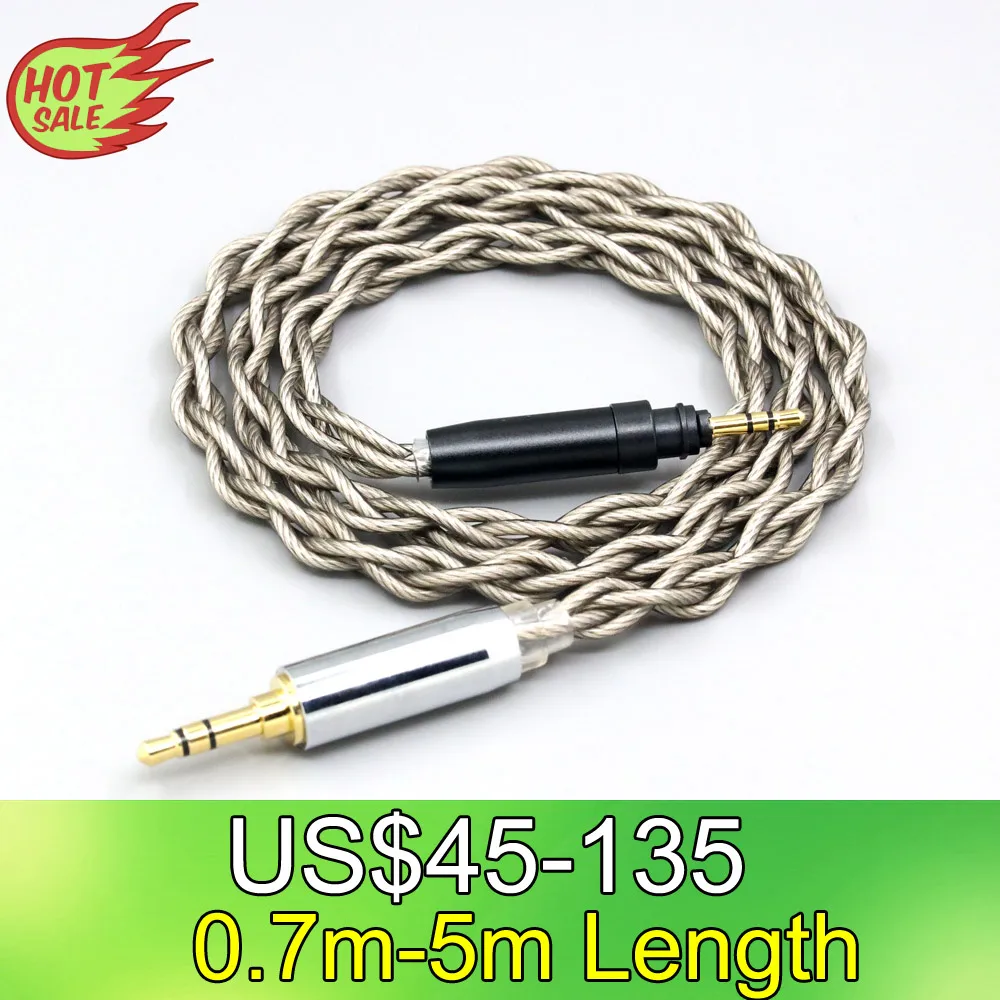 LN008476 99% Pure Silver + Graphene Silver Plated Shield Earphone Cable For Shure SRH440A SRH840A Headphone