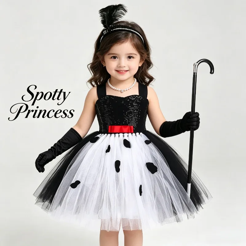 

Halloween Fancy Cosplay Devil Witch Princess Shiny Tutu Dress Soft Fluffy Tulle Skirt Large Hem Party Performance Dress Outfit