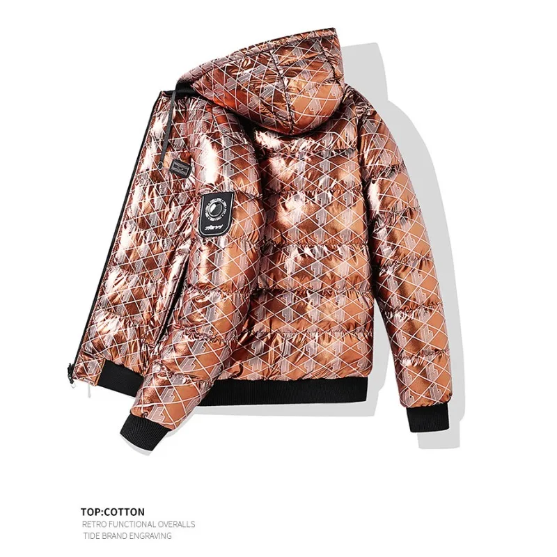 I nuovi vestiti imbottiti in cotone spesso da uomo autunno inverno possono essere indossati su entrambi i lati giacche calde stampate con cappuccio