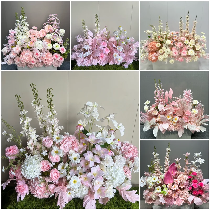 

Розовый имитация цветка, свадебный пол, цветочная композиция, цветочная отделка, материал для свадебного украшения, поддельный звук