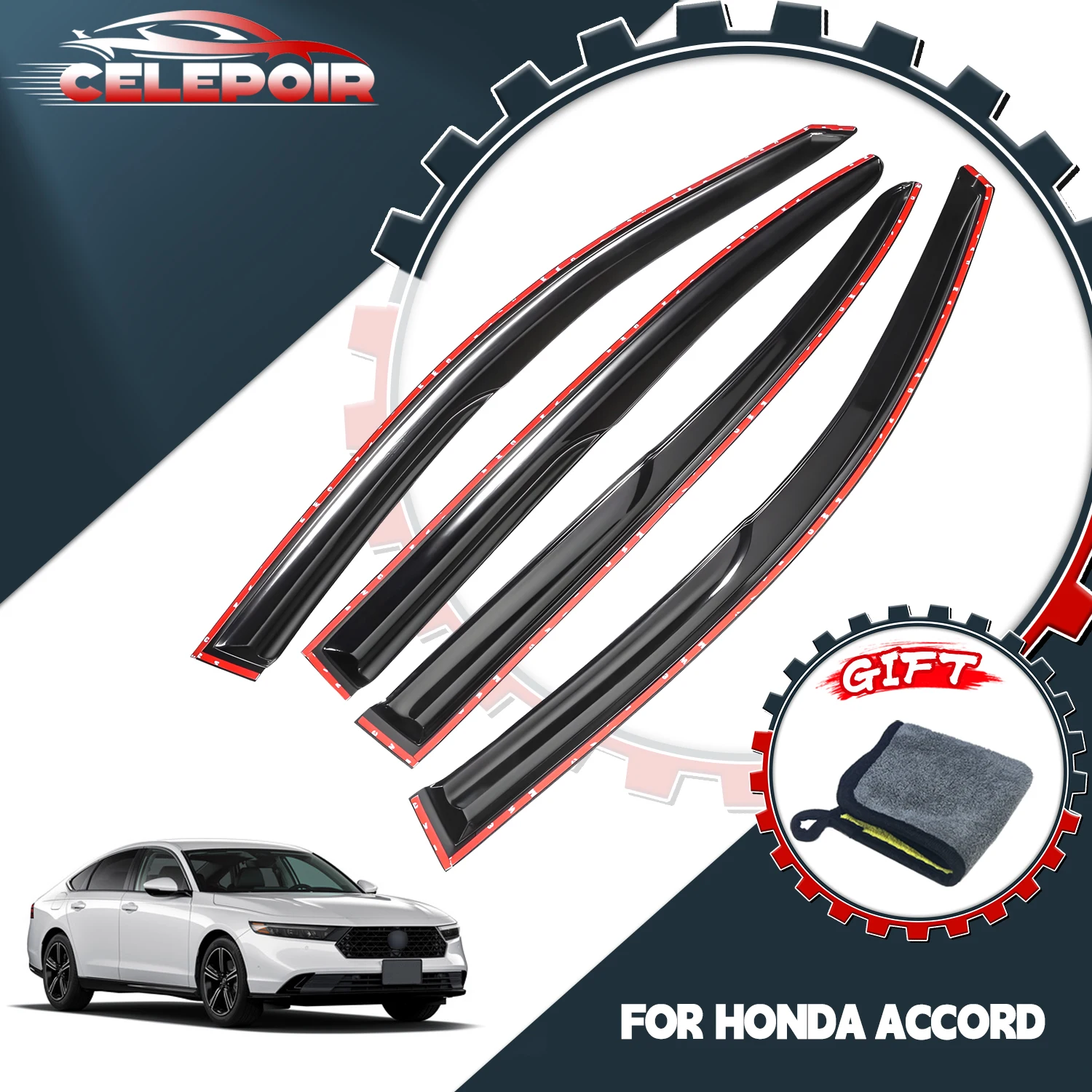 

Для Honda Accord 8-го поколения (2008-2012) в стиле JDM Mugen: дефлекторы окон/ветровики (версия для США)