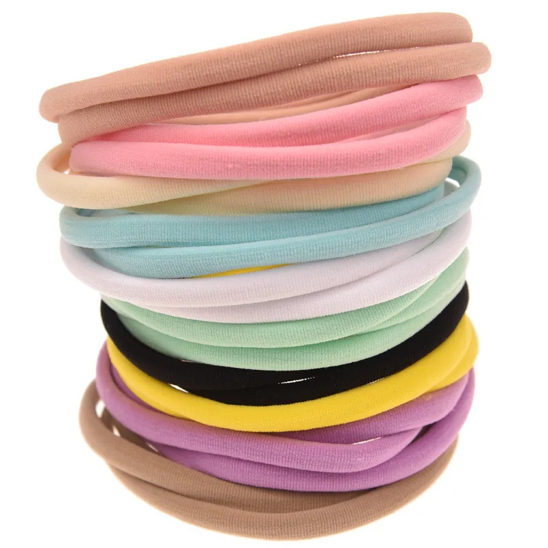 10Pcs/Lot Soft Thin Nylon Headbands Elastic Skinny Nylon Bandage Hair Bands Baby Girls Hair Accessories Baby Girl Headbands