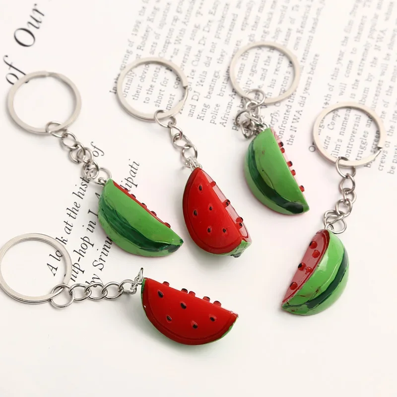 Resin Simulation Watermelon Keychain Creative Summer Fruit Environmental Protection Model Car Phone Bag Pendant Ornaments Gift