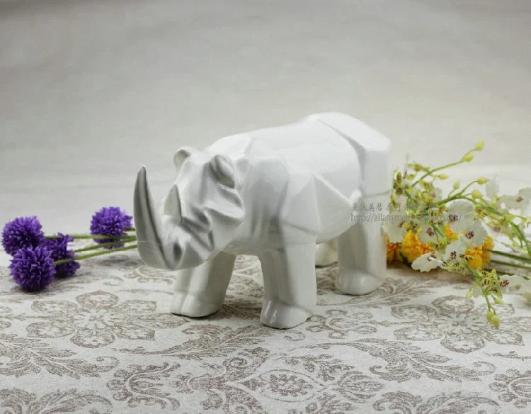 

Origami Ceramic Rhinoceros Decoration Furniture Hotel Simple Modern Colorful High Quality Exquisite Ornaments