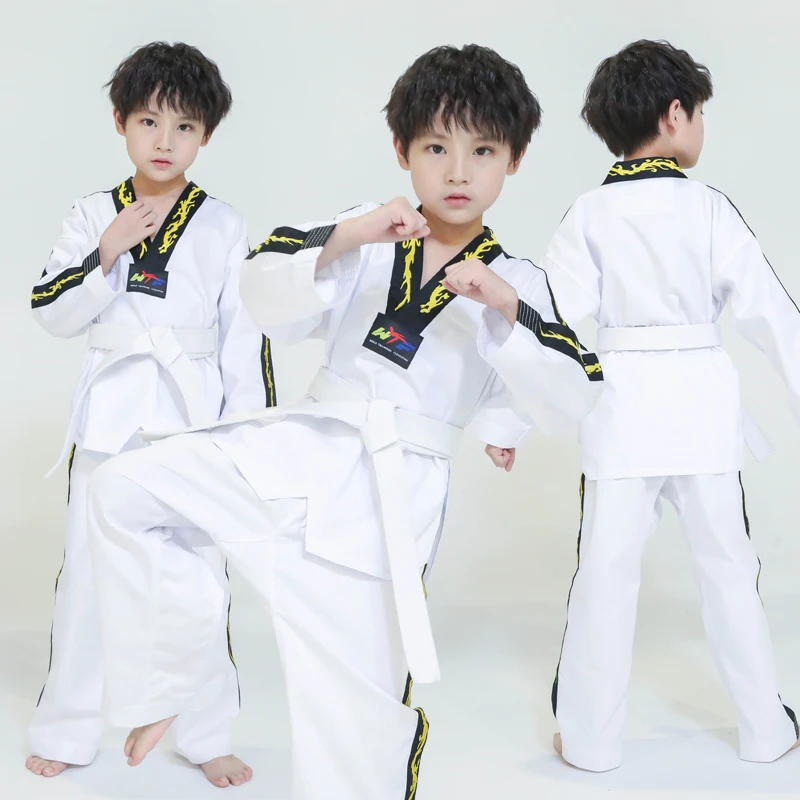 Hot Personalized Embroidery Taekwondo Doboks Unisex Individual Character Long Sleeved WTF Tae kwon do Uniforms Child TKD Clothes