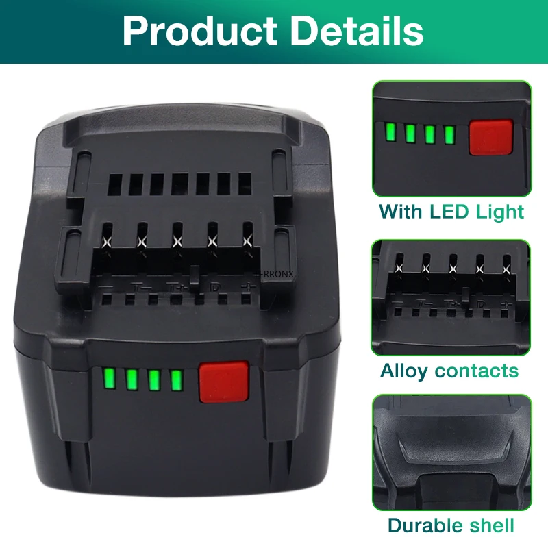 18V 9000mAh Li-ion Replacement Rechargeable Battery for Metabo Cordless Power Tools 625592000 625591000 BSZ18 BS18LT SSD18