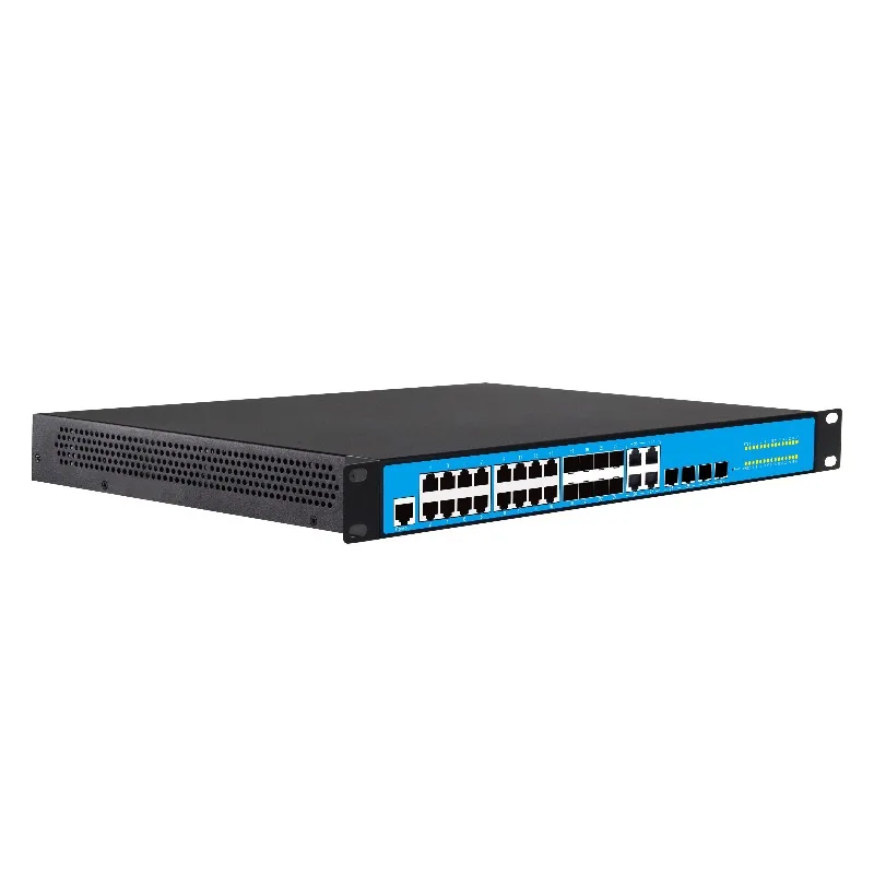 28 Port L2+ Managed Switch with 16PoE 8SFP 4 Combinations SNMP 56Gbps Capacity Full-Duplex