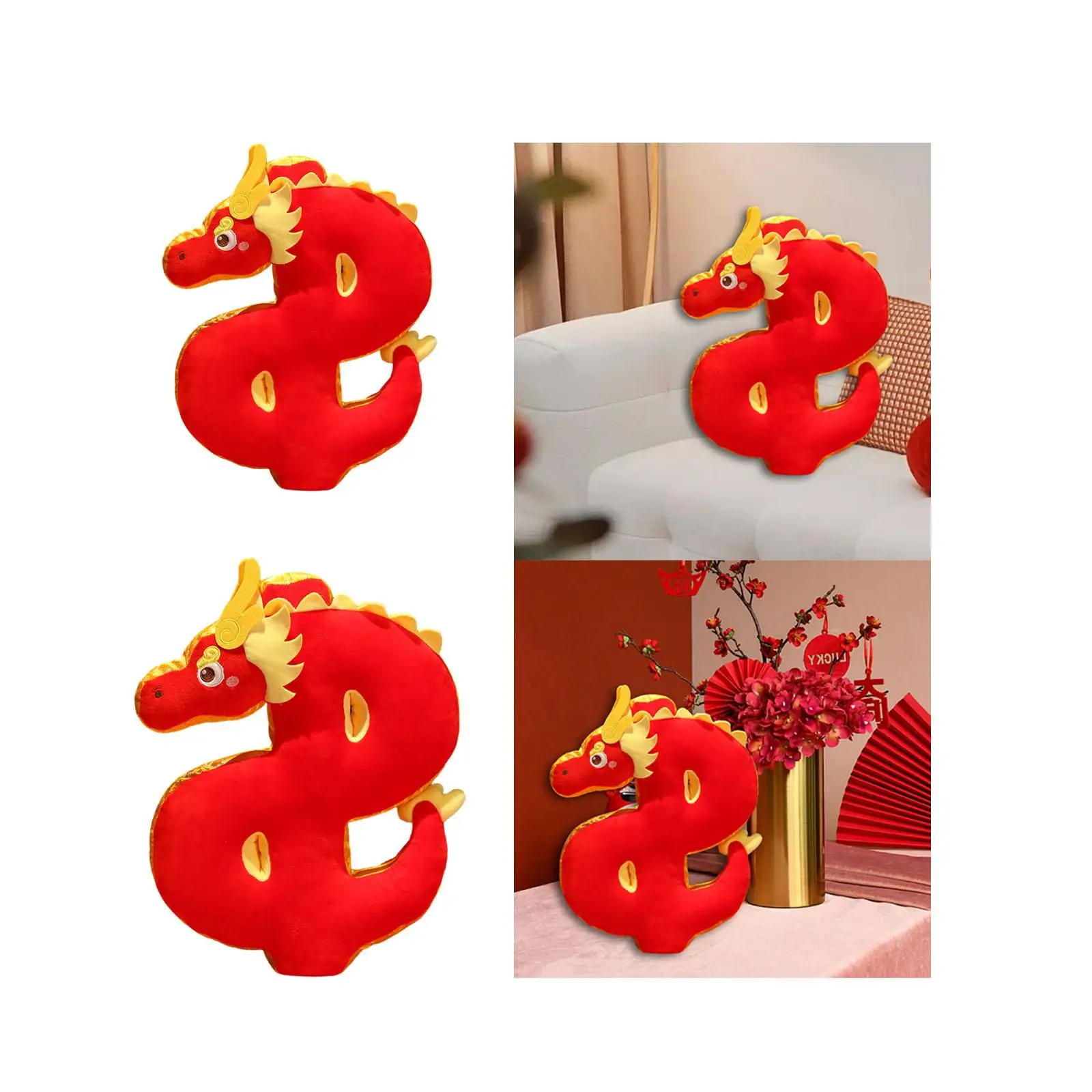 Jouet en peluche dragon chinois pour chambre à coucher, oreiller d'ornement de bureau