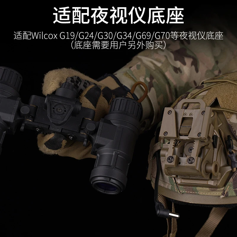 AN/PVS31 binocular four eye night vision device model with battery box, military fan, non functional design, illuminated version