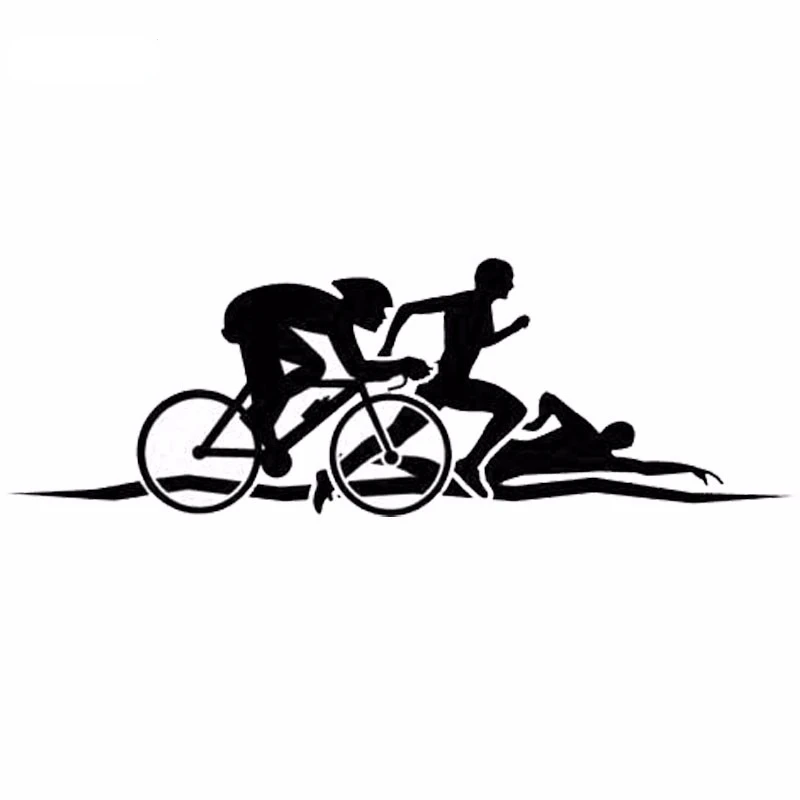 

15.5cm*5.3cm creative personality cycling Ironman Triathlon interesting Automobile motorcycle sticker PVC