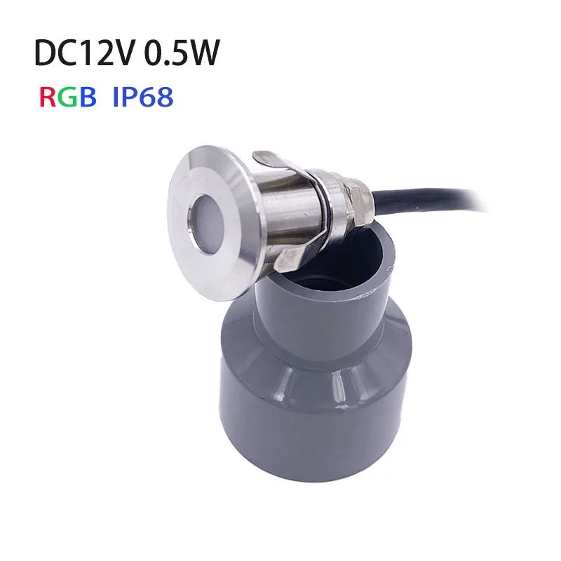 Mini Led Spotlight Outdoor DC12V 0.5W Embedded Waterproof IP68 RGB Landscape Floor Light Deck Path Floor Channel Garden Light