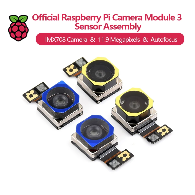 وحدة الكاميرا الرسمية Raspberry Pi 3 مجموعة أجهزة استشعار، كاميرا IMX708، 11.9 ميجابكسل، ضبط تلقائي للصورة