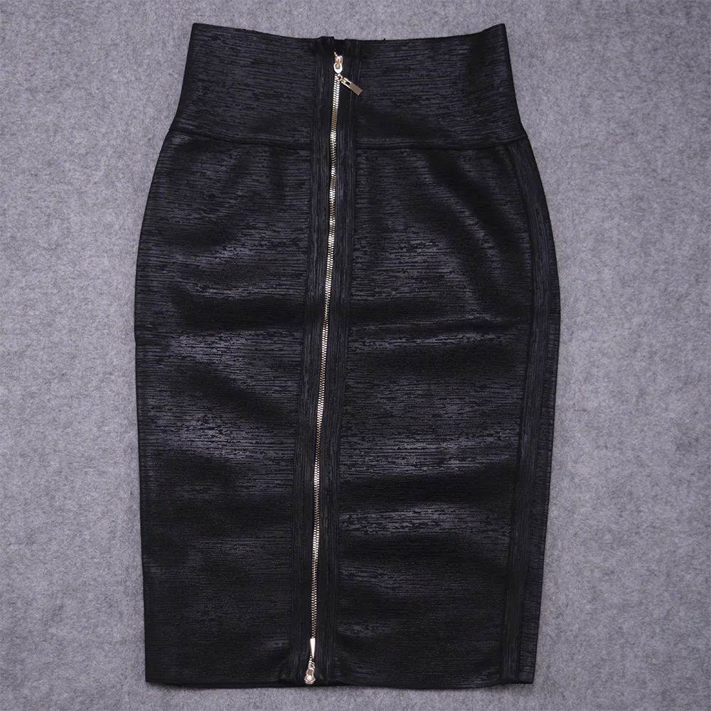 HQBORY Gold black Foil Metallic Bandage Pencil Skirt Super High Waist Quality Tight Elastic Evening Sexy Club Women Skirts Midi