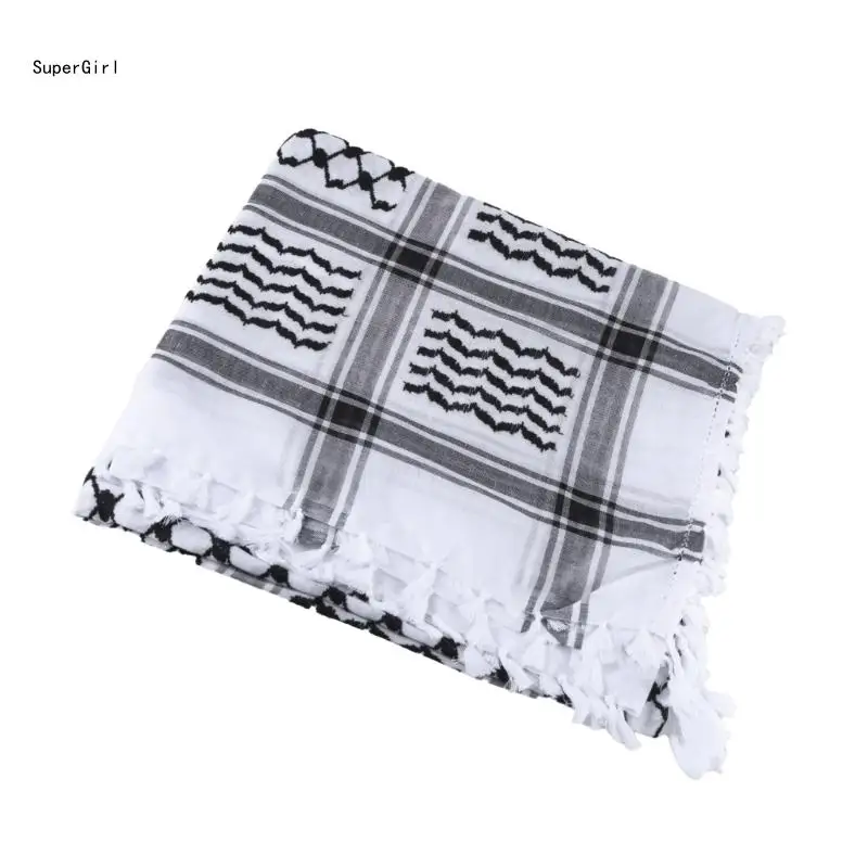 Arab Scarf Jacquard Pattern Adult Tactically Shemagh Scarf Outdoor Tactically Keffiyeh Headscarf Multi Purpose Headscarf J78E