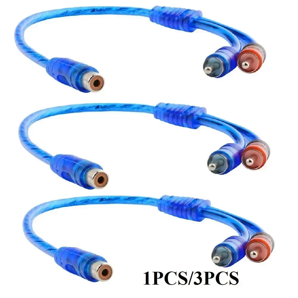 30cm Car Audio Cable 1 Female To 2 Male Adapter Wire Splitter Signal Connector Plastic Metal Audio Connection Short Line