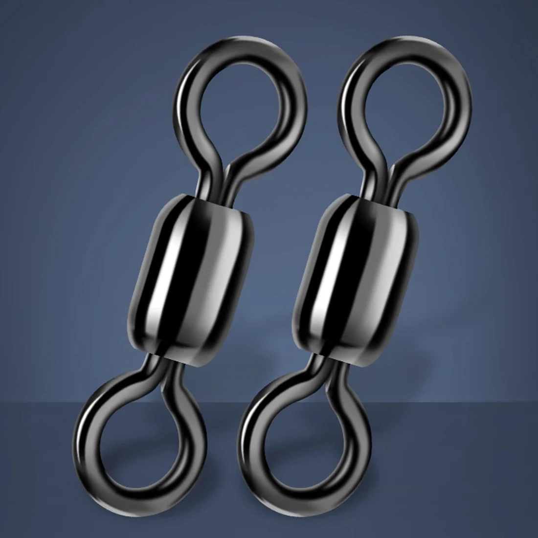 FishTrip 50 ชิ้น Rolling Swivels ตกปลาสแตนเลสหมุน Heavy Crane น้ําเค็มหมุนตกปลานิกเกิลสีดํา